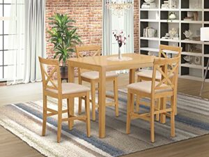 east west furniture yapb5-oak-c dining set, 48 x 30 x 36