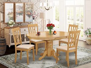5 piece kitchen table set for 4 includes an oval dining table with butterfly leaf and 4 linen fabric dining room chairs