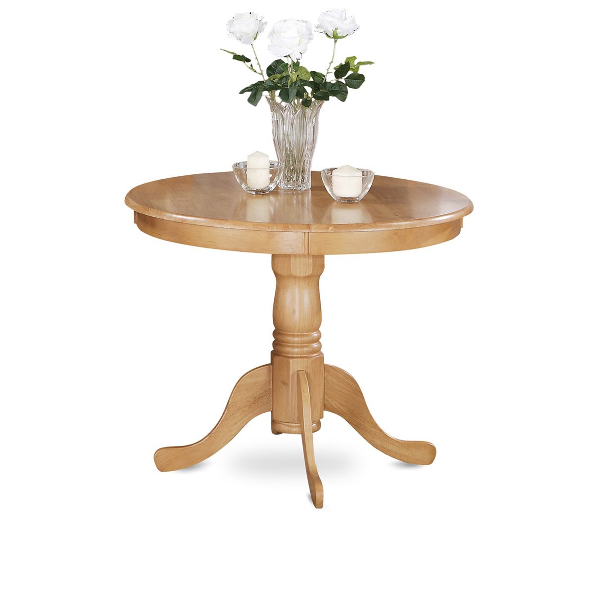 5 Piece Dining Set Includes a Round Dining Room Table with Pedestal and 4 Wood Seat Chairs