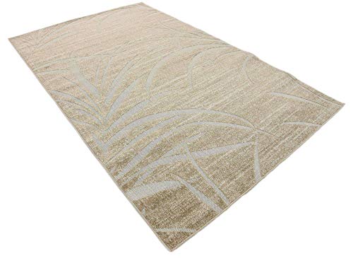 Unique Loom Outdoor Botanical Collection Area Rug - Orlando (5' 1" x 8' Rectangle, Beige/ Cream)