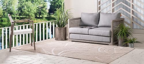 Unique Loom Outdoor Botanical Collection Area Rug - Orlando (5' 1" x 8' Rectangle, Beige/ Cream)