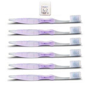 Sofresh Flossing Toothbrush Adult Soft Purple, Choose Quantity & Color, Bundle with Xylitol Dental Floss