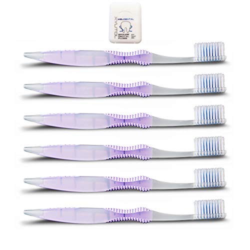 Sofresh Flossing Toothbrush Adult Soft Purple, Choose Quantity & Color, Bundle with Xylitol Dental Floss