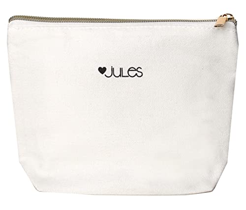 Jules Natural Canvas Cosmetic Bag With Zipper Closure I Believe In Pink Audrey Hepburn Quote