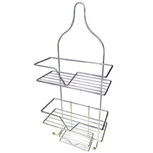 hanging shower caddy with soap tray, chrome