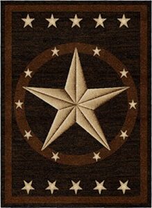 rustic lodge, texas star area rug, 5'3" w x 7'3" l, black 3683