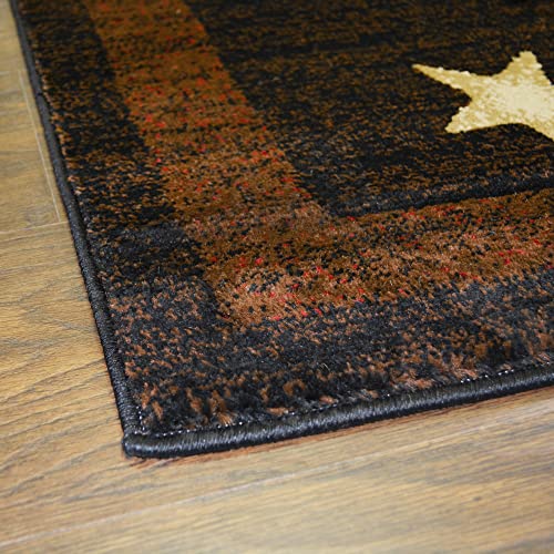 Rustic Lodge, Texas Star Area Rug, 5'3" W x 7'3" L, Black 3683