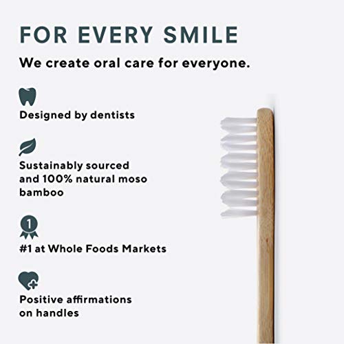 Plus Ultra Bamboo Toothbrush - Eco-Friendly BPA Free Soft Bristle Toothbrush for Adults - Dentist-Approved All-Natural Toothbrush with “Hello Gorgeous” Etched on Handle