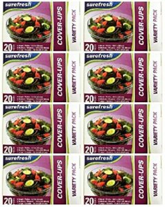 surefresh cover-ups food covers, elastic stretch-to-cover variety packs, box of 20 (pack of 8)