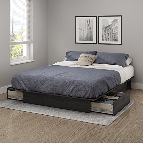 South Shore Step One Platform Bed Gray Oak, Contemporary