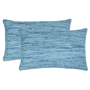 safavieh pillows collection eloise throw pillows (set of 2), 12" x 20", brilliant blue