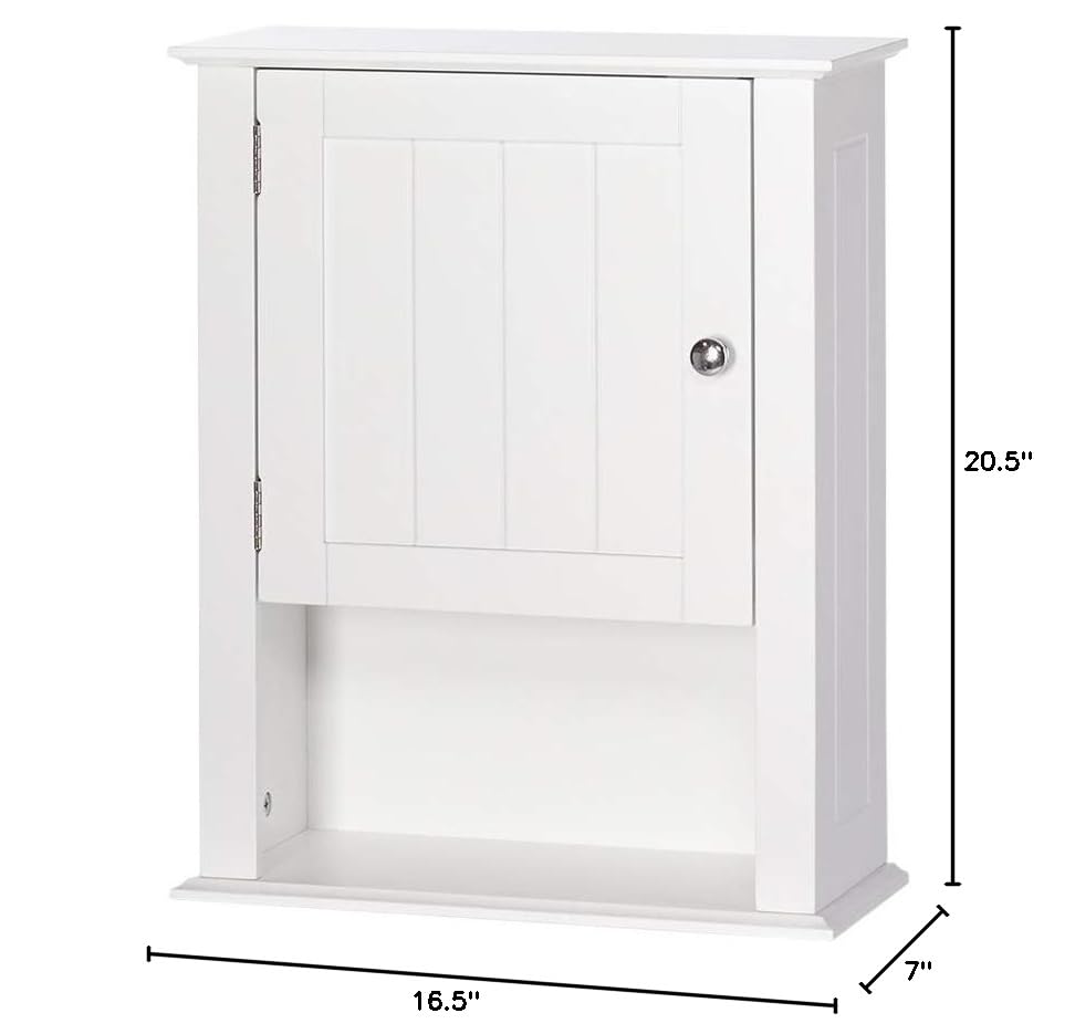 RiverRidge, White Ashland Single Door Wall Mount Cabinet with Shelves