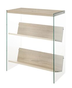 convenience concepts soho bookcase, weathered white / glass