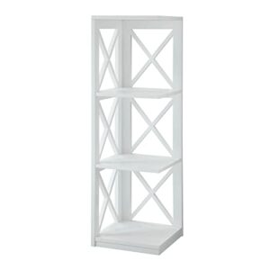 convenience concepts oxford 3 tier corner bookcase, white