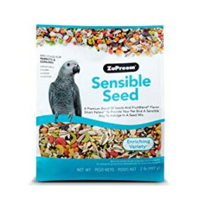 ZuPreem Sensible Seed Bird Food for Parrots & Conures - Premium Blend of Seeds, FruitBlend Pellets for Caiques, African Greys, Senegals, Amazons, Eclectus, Small Cockatoos (2 lb Bag)