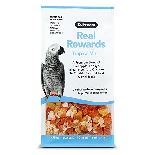 ZuPreem Tropical Mix Real Rewards Treat Blend, 6 Ounces, for Parrots Conures Macaws Amazons and Cockatoos