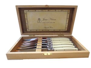 laguiole france, jean neron set of 6 knives with ivory platine handles in presentation box