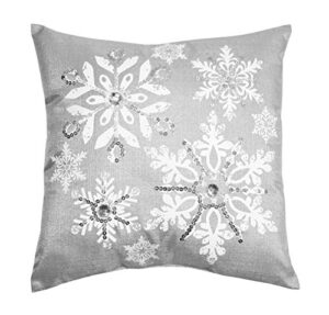 comfy hour let it snow collection 14"x14" silver snowflake accent and throw pillow bright cushion, polyester