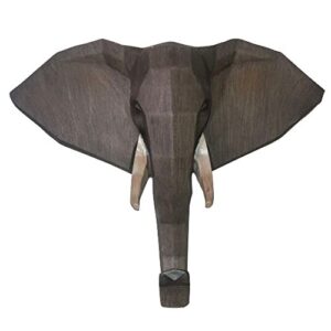 comfy hour elephant single coat hook, clothes rack, animal decorative wall hanger, 7-inch brown, polyresin, wildlife collection