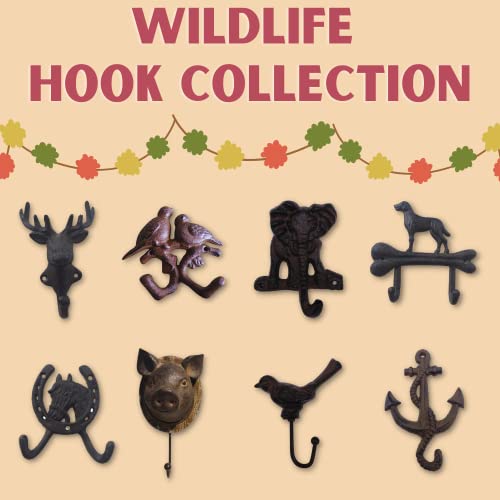 Comfy Hour Elephant Single Coat Hook, Clothes Rack, Animal Decorative Wall Hanger, 7-inch Brown, Polyresin, Wildlife Collection