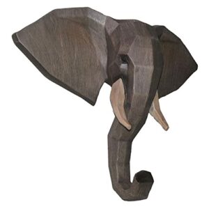Comfy Hour Elephant Single Coat Hook, Clothes Rack, Animal Decorative Wall Hanger, 7-inch Brown, Polyresin, Wildlife Collection