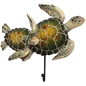 comfy hour 5" polyresin sea turtles decorative wall hanger for home decoration, green, ocean voyage collection