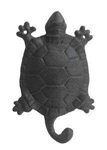 comfy hour 6" cast iron heavy duty rustic style turtle single hook wall hanger for home decoration, brown, ocean voyage collection