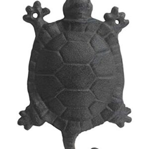 Comfy Hour 6" Cast Iron Heavy Duty Rustic Style Turtle Single Hook Wall Hanger for Home Decoration, Brown, Ocean Voyage Collection