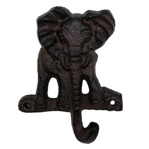 comfy hour wildlife collection cast iron elephant single key coat hook, clothes rack wall hanger, heavy duty recycled
