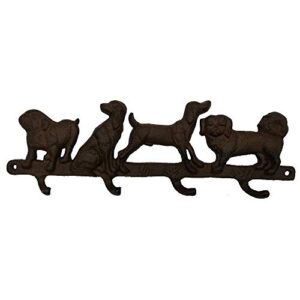 comfy hour antique and vintage animal collection cast iron dogs four key coat hooks clothes rack wall hanger, wildlife collection