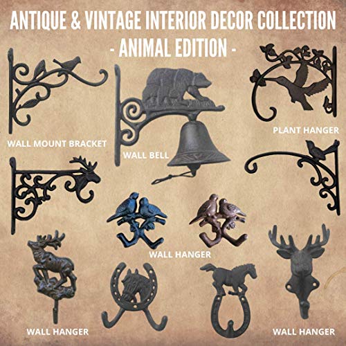 Comfy Hour Antique and Vintage Animal Collection Cast Iron Dogs Four Key Coat Hooks Clothes Rack Wall Hanger, Wildlife Collection