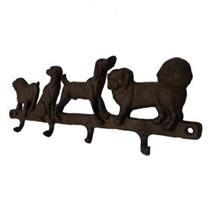 Comfy Hour Antique and Vintage Animal Collection Cast Iron Dogs Four Key Coat Hooks Clothes Rack Wall Hanger, Wildlife Collection