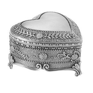 miocloth classic vintage antique tin heart jewelry box treasure storage organizer chest