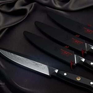 DALSTRONG Steak Knives Set - 5 inch - Shogun Series ELITE - Damascus - Japanese AUS-10V Super Steel - 4 Piece - Razor Sharp Fillet Knives - Table Set - Razor Sharp Kitchen Knife Set - Sheaths Included