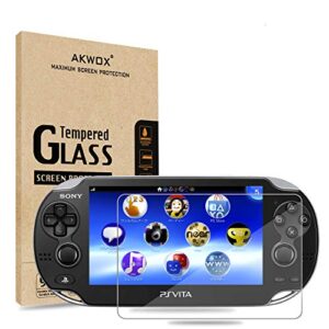 (pack of 2) screen protector for ps vita 1000, akwox premium hd clear 9h tempered glass screen protective film for sony playstation vita psv 1000-max clarity and touch accuracy film