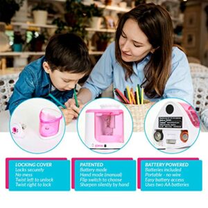 Electric Pencil Sharpener, Battery-Powered, Batteries Included, High-Speed Automatic, Best for Colored, No. 2 Wood Graphite Pencils, Home Office School Classroom Adults Kids, Straight Blade (Pink)