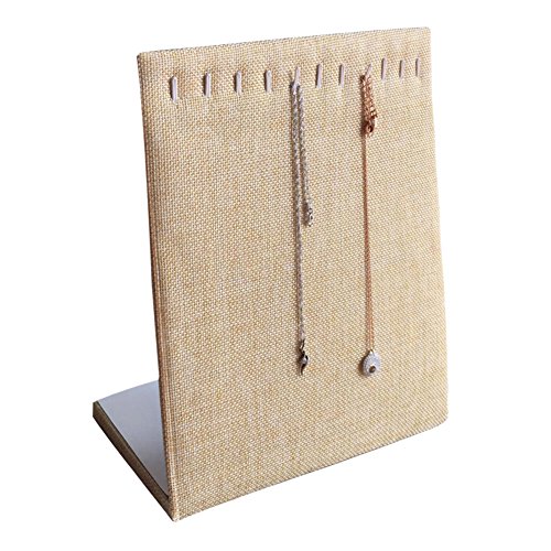 New Wayzon 11 Slots L-Shape Necklace Bracelet Display Stand Organizer Jewelry Holder Tower Pad (Linen)