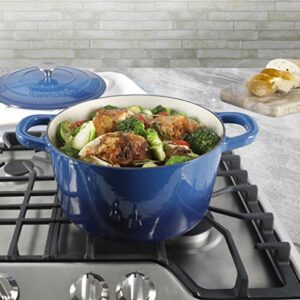 Crock-Pot Artisan Round Enameled Cast Iron Dutch Oven, 7-Quart, Sapphire Blue