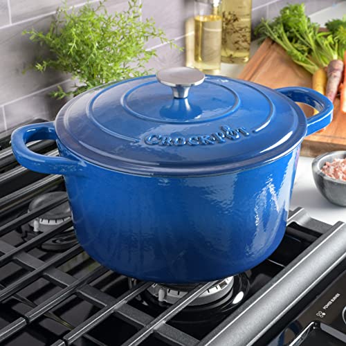 Crock-Pot Artisan Round Enameled Cast Iron Dutch Oven, 7-Quart, Sapphire Blue