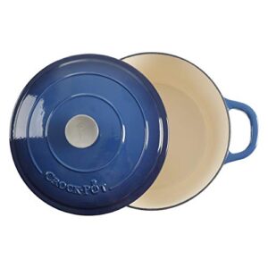 Crock-Pot Artisan Round Enameled Cast Iron Dutch Oven, 7-Quart, Sapphire Blue