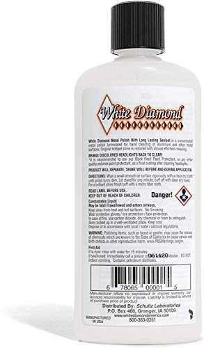 White Diamond Metal Polish - Perfect for Stainless Steel, Brass, Aluminum, Chrome, Gold, Silver - Multi-Purpose Cleaner, Sealant, & Rust Remover/Preventer for Cars, Jewelry, Boats & More - 2 Bottles