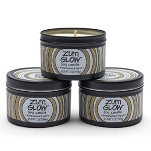 zum glow soy candle - frankincense and myrrh - 7 oz (3 pack)