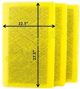rayair supply 24x30 air ranger replacement filter pads 24x30 (3 pack) yellow