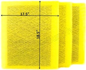 rayair supply 20x20 air ranger replacement filter pads 20x20 (3 pack) yellow