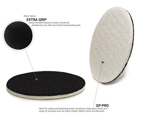 GLASS POLISH 11010 GP-PRO Felt Polishing Pads for Polishing Glass, Plastic, Metal, Marble - Ø 6 inch - Pack of 5 Pads