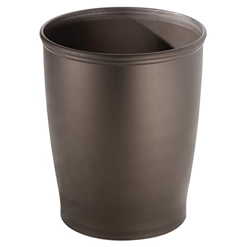 mDesign Small Plastic Bathroom Garbage Can - 1.6 Gallon Trash Can Wastebasket for Bathroom - Garbage Basket/Waste Bin - Garbage Can for Bathroom, Rest Room - Hyde Collection - Bronze