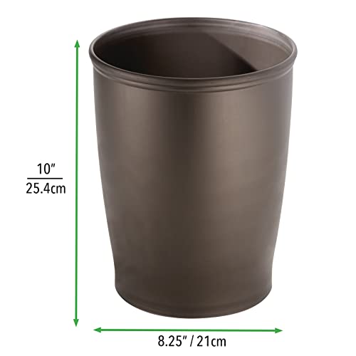 mDesign Small Plastic Bathroom Garbage Can - 1.6 Gallon Trash Can Wastebasket for Bathroom - Garbage Basket/Waste Bin - Garbage Can for Bathroom, Rest Room - Hyde Collection - Bronze