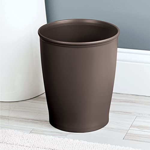 mDesign Small Plastic Bathroom Garbage Can - 1.6 Gallon Trash Can Wastebasket for Bathroom - Garbage Basket/Waste Bin - Garbage Can for Bathroom, Rest Room - Hyde Collection - Bronze