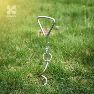 Katzco Chrome Dog Stake - Heavy-Duty Dog Tie-Out Stake- for Dogs Essentials, Dog Camping Gear, Outdoor Play