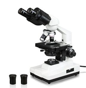 vision scientific vme0007b-100-ld binocular compound microscope, 10x wf eyepieces, 40x—1000x magnification, led illumination, coaxial coarse & fine focus, 1.25 n.a. abbe condenser
